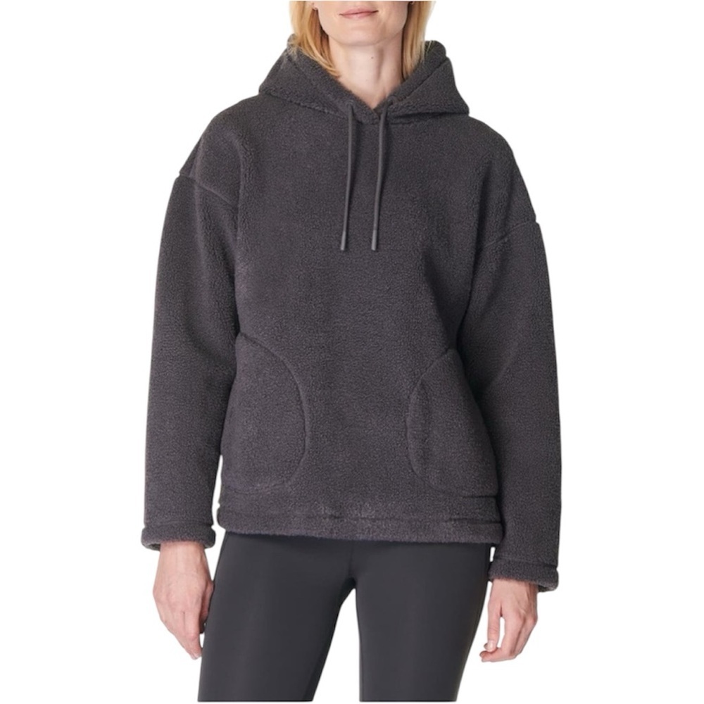 New Sweaty Betty‎ Plush Drawstring Hoodie Medium M Urban Grey Layering Cozy Fall